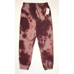 Hippie Rose Sweatpants Womens L Pink Wine Vintage Wash Tie Dye Jogger Pockets